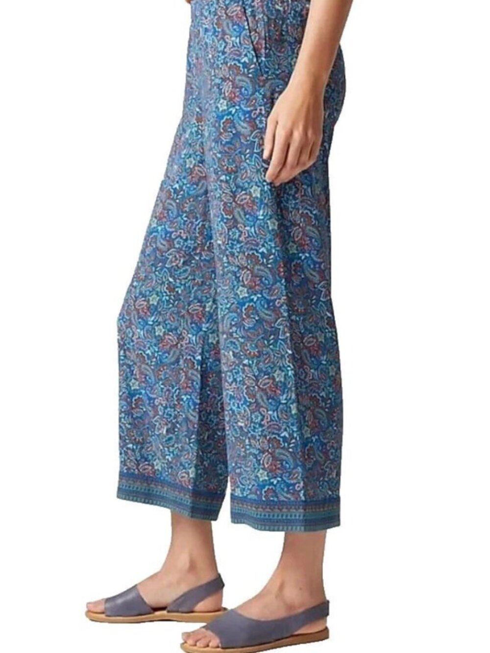 J. Jill Blue Multi Paisley Cropped Wide-Leg Pants